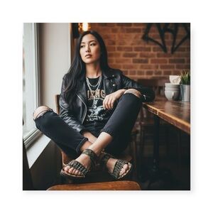 Vintage 90’s: new Beverly Feldman ♔ Swarovski Crystal Wrap Flat Sandal ♔ Camo 40